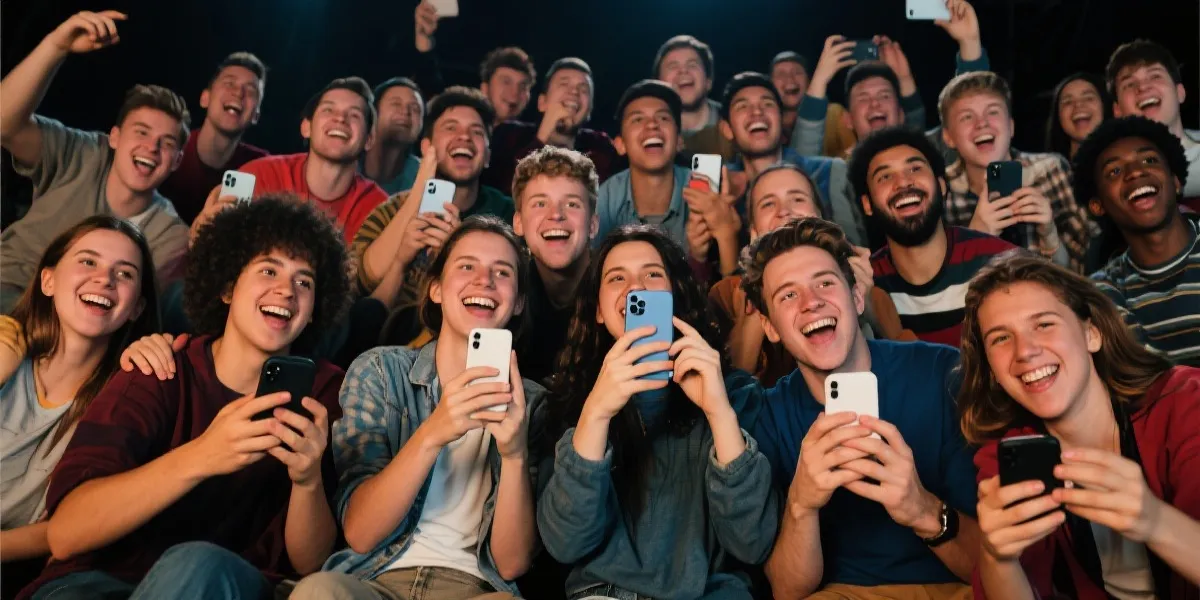 参与预测的年轻用户在用手机互动